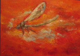 Dragonfly on red, 2017