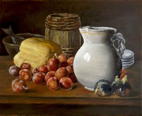Martwa natura ze śliwkami (kopia obrazu Luisa Melendeza), 2013
