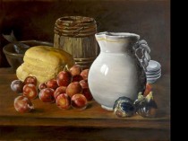 Martwa natura ze śliwkami (kopia obrazu Luisa Melendeza), 2013