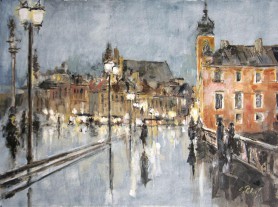 Plac Zamkowy w deszczu, 2017