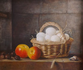 Basket with eggs, copy of a painting by Roland Delaporte, 2012