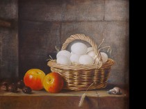 Basket with eggs, copy of a painting by Roland Delaporte, 2012