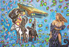 Indians want to improve the mood of a puzzled girl watching a bear interested in her car, 2015 - 2016