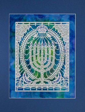 Parochet with menorah and shofars, 2023