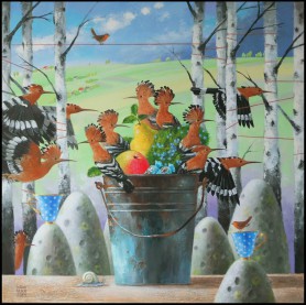 Bucket with hoopoes, 2025