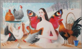 Angel with hens, 2025