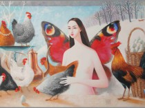 Angel with hens, 2025