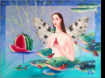Angel with fishes and watermelon, 2025