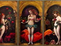 Wenus u wrót przeznaczenia - tryptyk 3x 160 x 85 cm, 2025