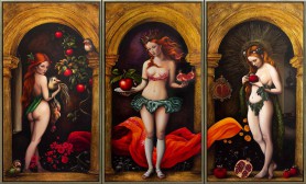 Wenus u wrót przeznaczenia - tryptyk 3x 160 x 85 cm, 2025