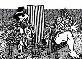 Hłasko na plaży w Pompelone, 2015