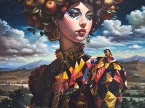 Harlequin with apples, 2025